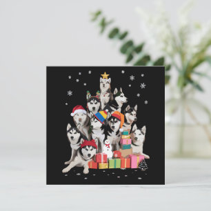 Funny Siberian Husky Christmas Tree Pet Dog Lover Holiday Card