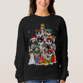 Funny Siberian Husky Christmas Tree Pet Dog Lover Sweatshirt