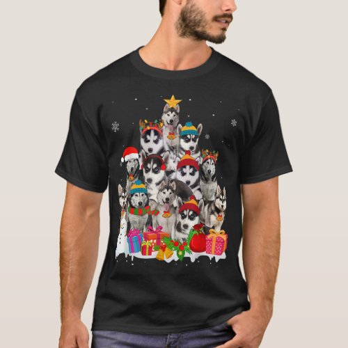 Funny Siberian Husky Christmas Tree Pet Dog Lover  T_Shirt