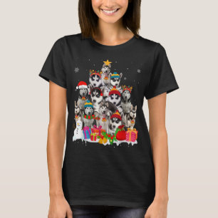 Funny Siberian Husky Christmas Tree Pet Dog Lover  T-Shirt