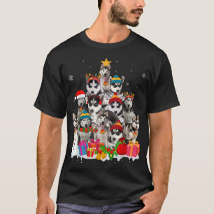 Funny Siberian Husky Christmas Tree Pet Dog Lover  T-Shirt