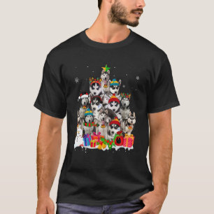 Funny Siberian Husky Christmas Tree Pet Dog Lover T-Shirt