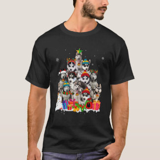 Funny Siberian Husky Christmas Tree Pet Dog Lover T-Shirt