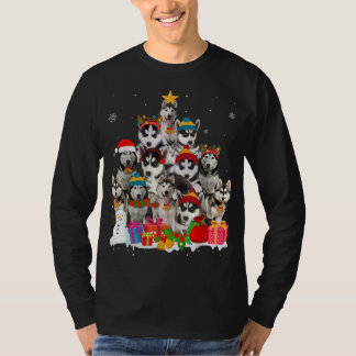 Funny Siberian Husky Christmas Tree Pet Dog Lover T-Shirt