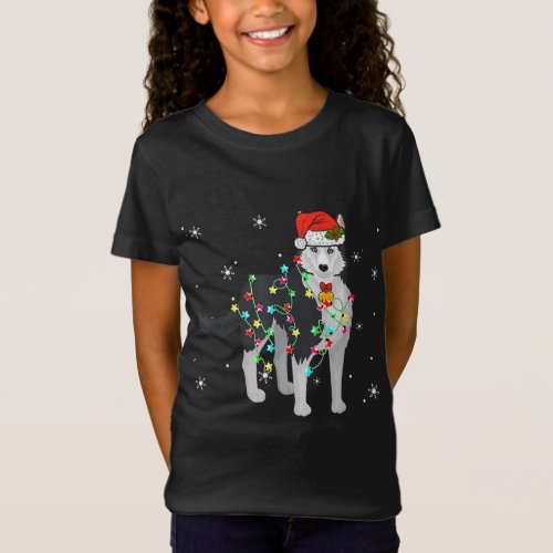 Funny Siberian Husky Dog Christmas Lights Puppy Do T_Shirt