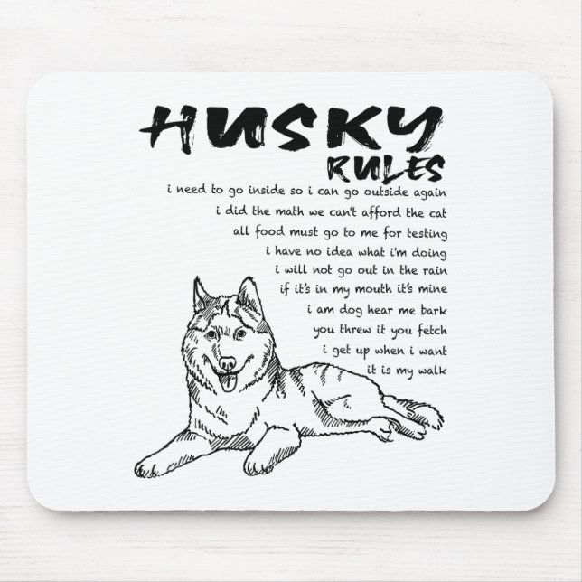 Funny Siberian Husky Dog Hand Drawn Art Men Women  Mouse Pad (Front)