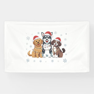 Funny Siberian Husky Dog Lover Christmas Tree Banner