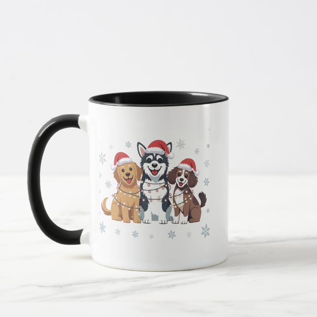 Funny Siberian Husky Dog Lover Christmas Tree   Mug (Left)