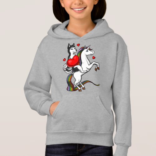 Funny Siberian Husky Dog Riding Unicorn Hoodie