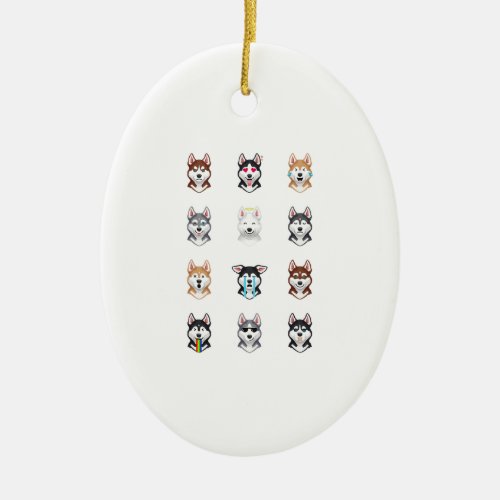 Funny Siberian Husky Emoji Ceramic Ornament