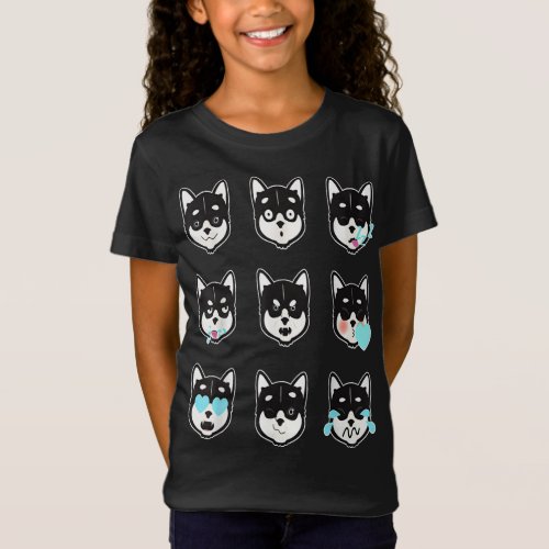Funny Siberian Husky Emoji Dogs Lover Gift T_Shirt