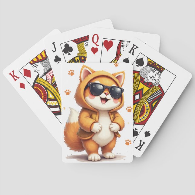 Funny Siberian Kawaii Cat Poker Cards (Back)