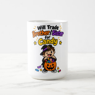 Funny Sibling Halloween Will Trade Brother Sister Coffee Mug