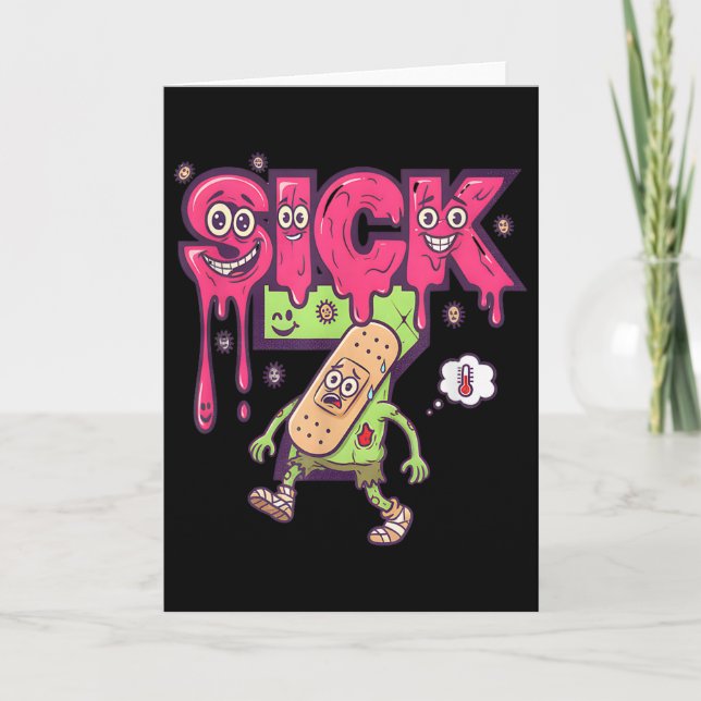 Funny Sick Seven Meme Tee Six Seven Fun Wordplay D Card (Front)