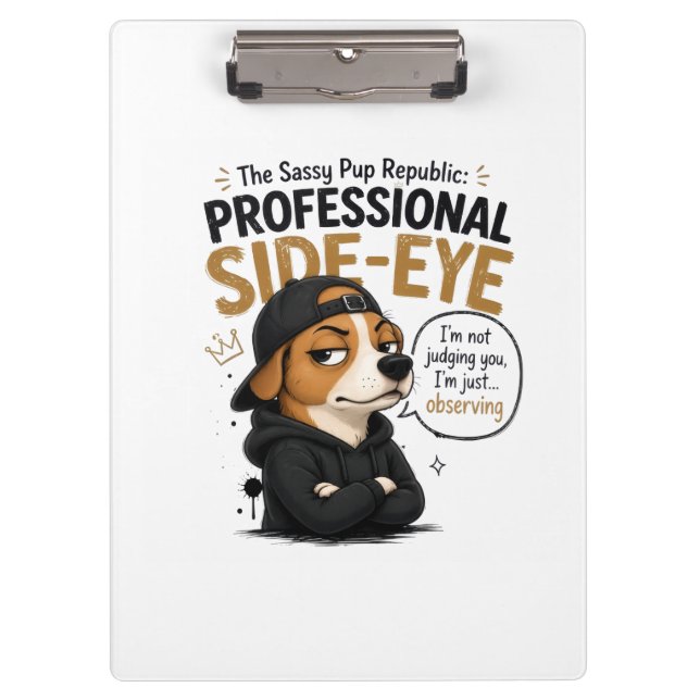 Funny Side-Eye Dog - "I'm Not Judging You" Clipboard (Front)