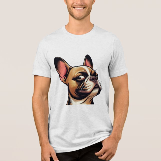 Funny Side-Eye Frenchie - Judgmental French Bulldo Tri-Blend Shirt (Front)