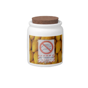 Funny Sign 'Do not touch mango' Candy Jar