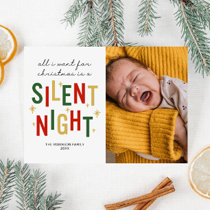 Funny Silent Night Photo Christmas Holiday Cards