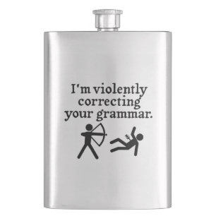 Funny "Silently Correcting Your Grammar" Spoof Hip Flask