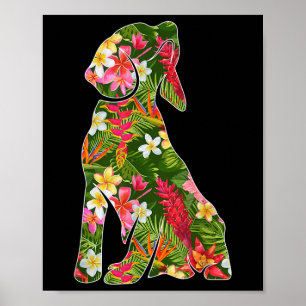 Funny Silhouette Of Beagle Dog Hawaiian Floral Sum Poster
