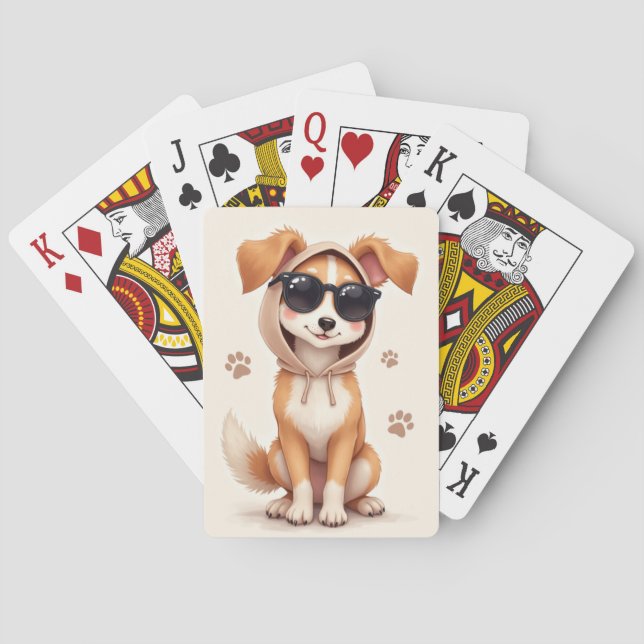 Funny Silken Windhound Kawaii Dog Poker Cards (Back)
