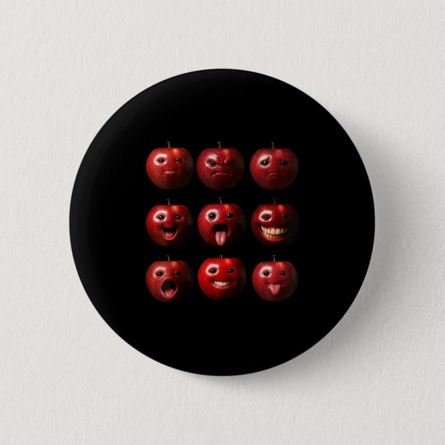 Funny Silly Ai Apple Gen Z Meme Brainrot Humor Fru Button (Front)