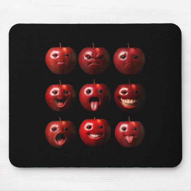 Funny Silly Ai Apple Gen Z Meme Brainrot Humor Fru Mouse Pad (Front)