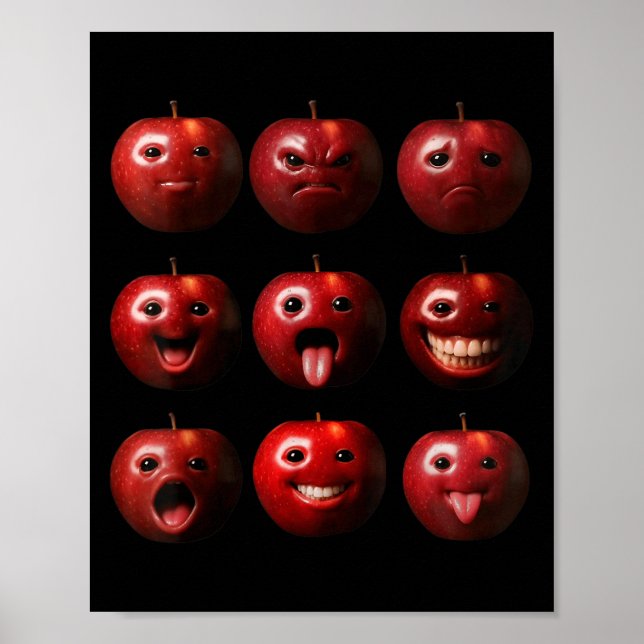 Funny Silly Ai Apple Gen Z Meme Brainrot Humor Fru Poster (Front)