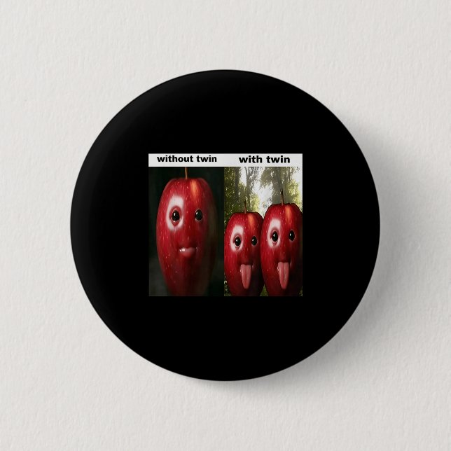 Funny Silly Ai Apple Gen Z Meme Brainrot Humor Twi Button (Front)