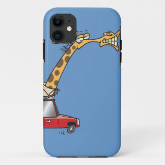 funny silly giraffe in a car commuting iPhone 11 case