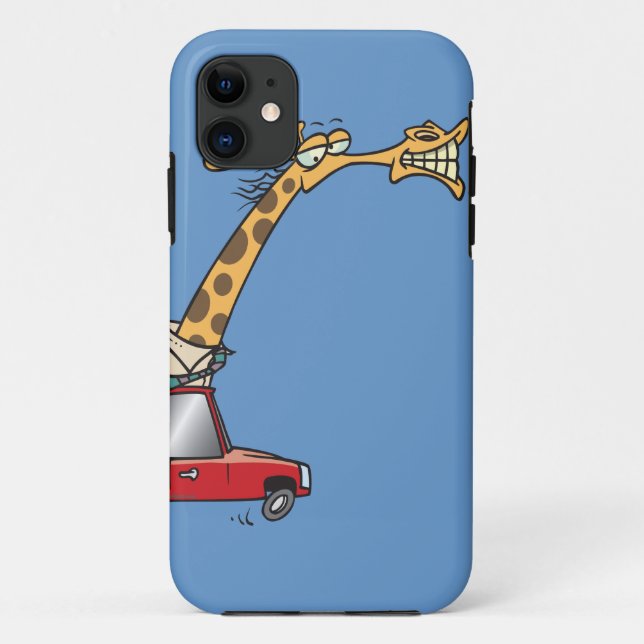 funny silly giraffe in a car commuting Case-Mate iPhone case (Back)