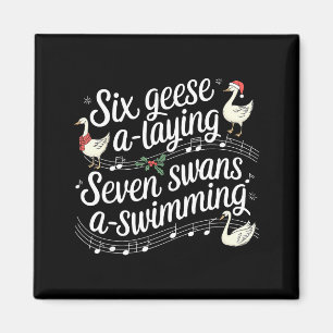 Funny Silly Goose 6 Geese Laying 7 Swans Swimming Magnet