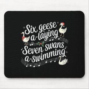 Funny Silly Goose 6 Geese Laying 7 Swans Swimming Mouse Pad