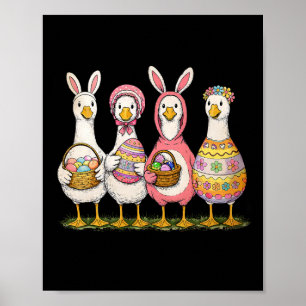 Funny Silly Goose Bunny Rabbit Eggs Happy Easter T Poster