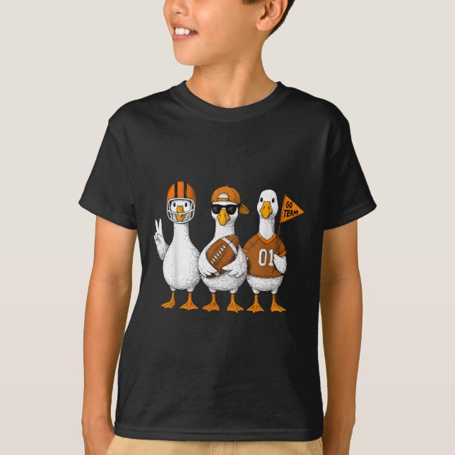 Funny Silly Goose Duck Football Fall Football Game T-Shirt (Front)
