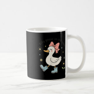 Funny Silly Goose On The Loose Cute Bow Rain Boots Coffee Mug