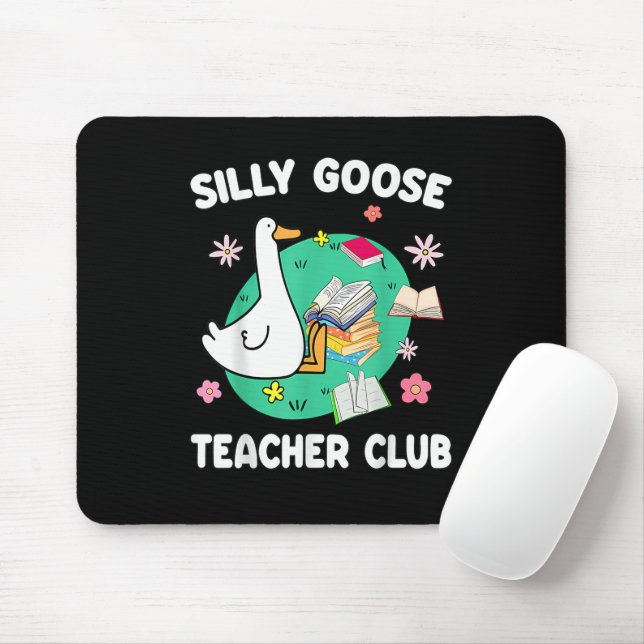 Funny Silly Goose Teacher Club Animal Lover Groovy Mouse Pad (With Mouse)