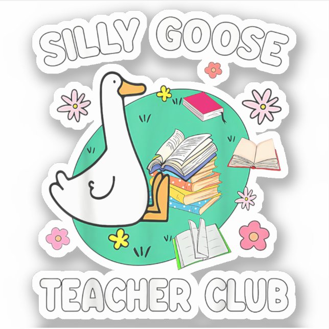 Funny Silly Goose Teacher Club Animal Lover Groovy Sticker (Front)