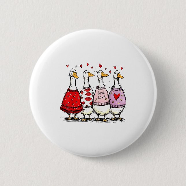 Funny Silly Goose Valentine Trendy Valentine's Day Button (Front)