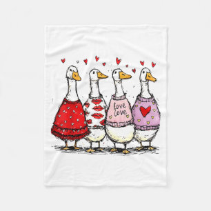 Funny Silly Goose Valentine Trendy Valentine's Day Fleece Blanket