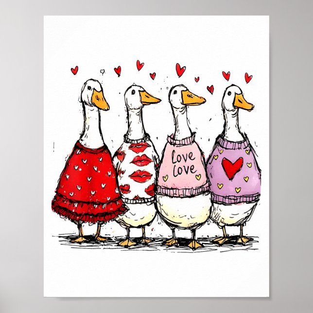 Funny Silly Goose Valentine Trendy Valentine's Day Poster (Front)