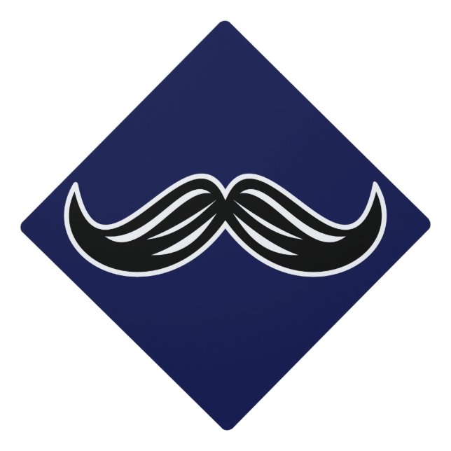 Funny Silly Graduation Mustache For Grads Cap Topper (Front)