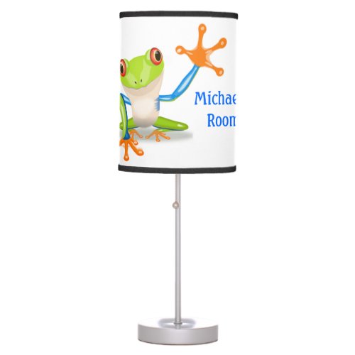 Funny Silly Green Blue Orange Frog Boys Room Name Table Lamp