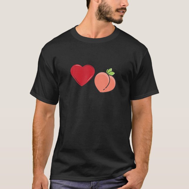 Funny Silly Grinder Love Peach Gay Pride Humor T-Shirt (Front)