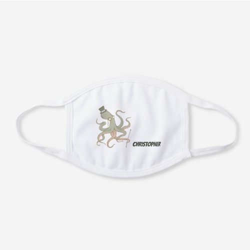 Funny Silly Ocean Octupus Kids Name White Cotton Face Mask