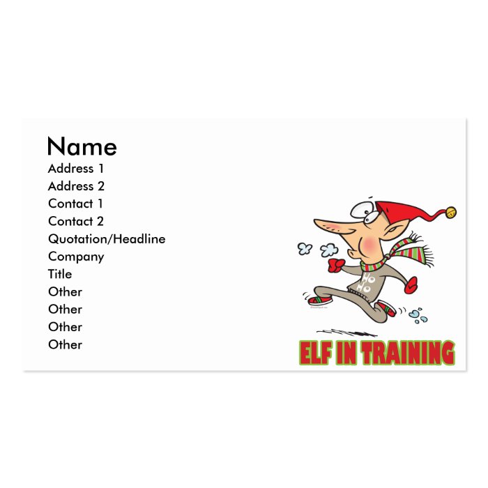 funny silly santa elf in training jogging cartoon business cards