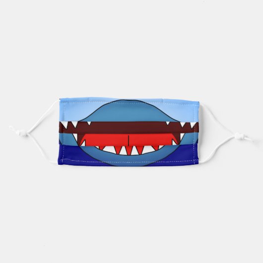 Funny Silly Shark White Sharp Teeth Adult Cloth Face Mask (Front, Folded)