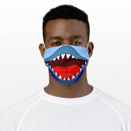 Funny Silly Shark White Sharp Teeth Adult Cloth Face Mask (Worn)