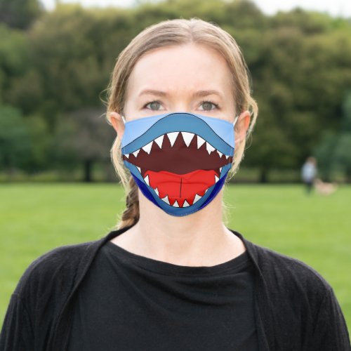 Funny Silly Shark White Sharp Teeth Adult Cloth Face Mask