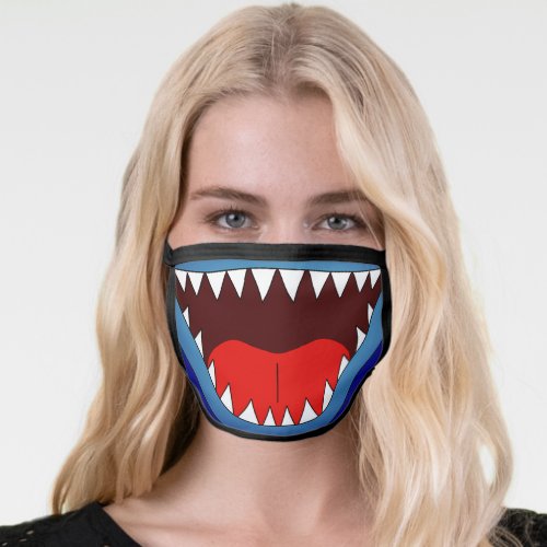 Funny Silly Shark White Sharp Teeth Face Mask